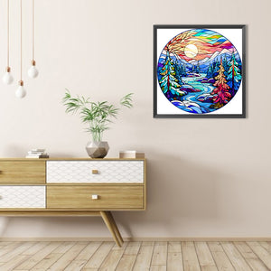 Stained Glass Forest 40*40CM(Picture) Full Round Drill Diamond Painting