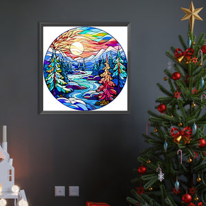 Stained Glass Forest 40*40CM(Picture) Full Round Drill Diamond Painting