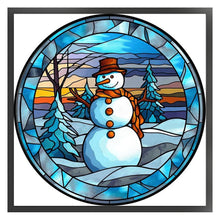 Load image into Gallery viewer, Huancan - Glass Painting - Snowman - 40*40CM 11CT 3 Stamped Cross Stitch
