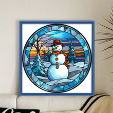 Load image into Gallery viewer, Huancan - Glass Painting - Snowman - 40*40CM 11CT 3 Stamped Cross Stitch
