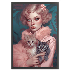 Huancan - Cat And Lady - 40*60CM 11CT 3 Stamped Cross Stitch