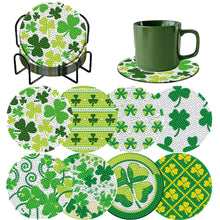 Load image into Gallery viewer, 8PCS Wooden Diamond Painting Art Coaster Kit with Holder (Saint Patricks Day)
