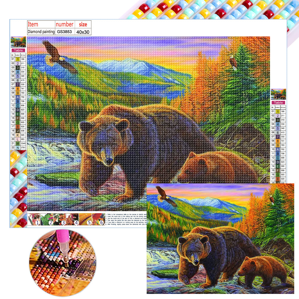 Brown Bear 40*30CM(Canvas) Full Square Drill Diamond Painting