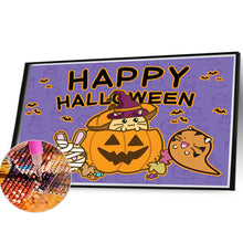 Load image into Gallery viewer, Cute Jack-O&#39;-Lantern With Animals 40*30CM(Canvas) Full Round Drill Diamond Painting
