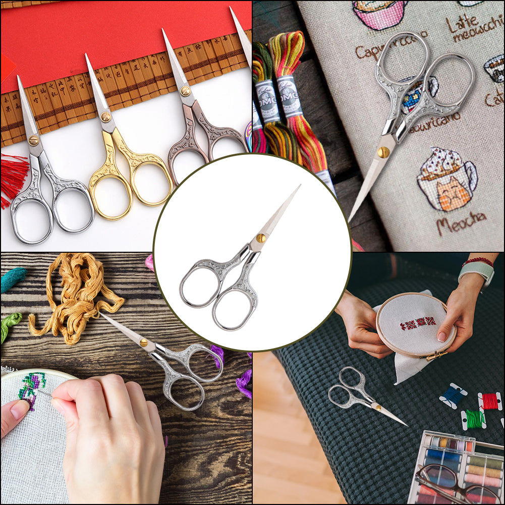 Stainless Steel Plum Blossom Flower Pattern Scissors for Sewing 12.7x6CM(Silver)