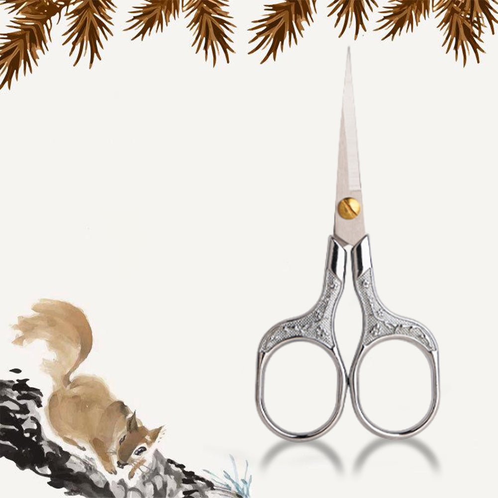 Stainless Steel Plum Blossom Flower Pattern Scissors for Sewing 12.7x6CM(Silver)