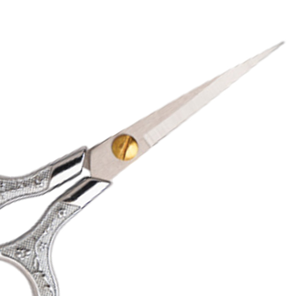 Stainless Steel Plum Blossom Flower Pattern Scissors for Sewing 12.7x6CM(Silver)