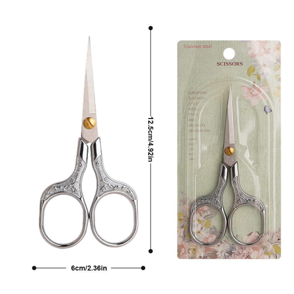Stainless Steel Plum Blossom Flower Pattern Scissors for Sewing 12.7x6CM(Silver)