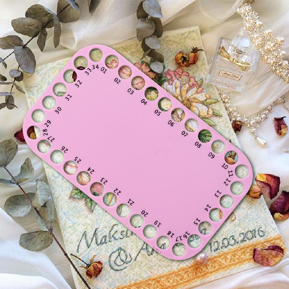 Embroidery Thread Organizer Cards 34 Positions for Cross Stitch 20x12CM (Pink)