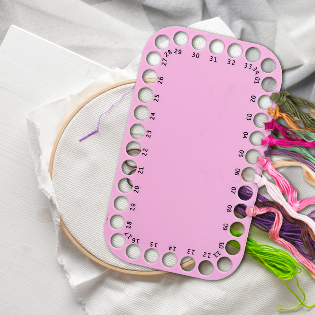 Embroidery Thread Organizer Cards 34 Positions for Cross Stitch 20x12CM (Pink)