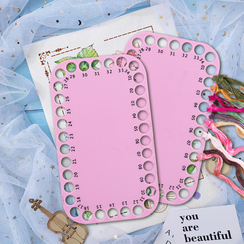 Embroidery Thread Organizer Cards 34 Positions for Cross Stitch 20x12CM (Pink)