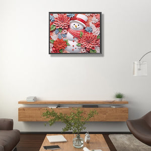 Red Snowman 40*50CM(Canvas) Partial Special Shaped Drill Diamond Painting
