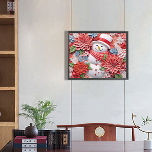 Red Snowman 40*50CM(Canvas) Partial Special Shaped Drill Diamond Painting