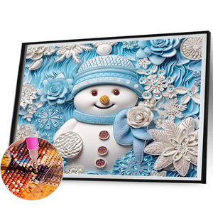 Blue Snowman 40*50CM(Canvas) Partial Special Shaped Drill Diamond Painting