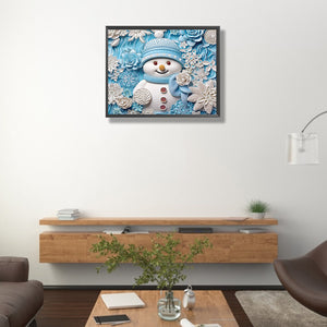 Blue Snowman 40*50CM(Canvas) Partial Special Shaped Drill Diamond Painting