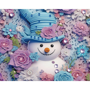 Purple Snowman 40*50CM(Canvas) Partial Special Shaped Drill Diamond Painting