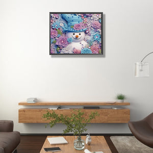 Purple Snowman 40*50CM(Canvas) Partial Special Shaped Drill Diamond Painting