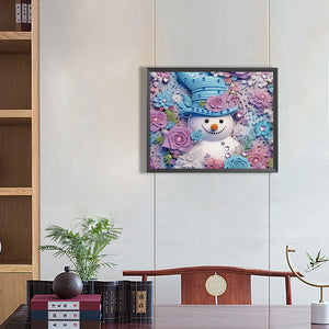 Purple Snowman 40*50CM(Canvas) Partial Special Shaped Drill Diamond Painting