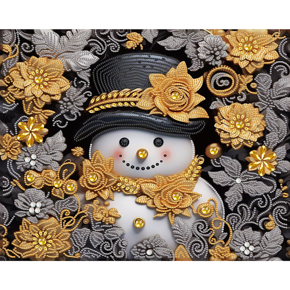 Gold Snowman 40*50CM(Canvas) Partial Special Shaped Drill Diamond Painting