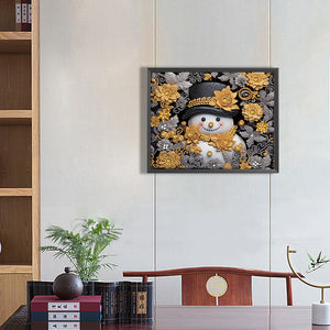 Gold Snowman 40*50CM(Canvas) Partial Special Shaped Drill Diamond Painting