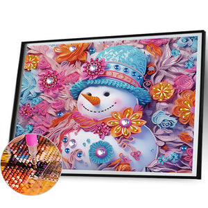 Pink Snowman 40*50CM(Canvas) Partial Special Shaped Drill Diamond Painting