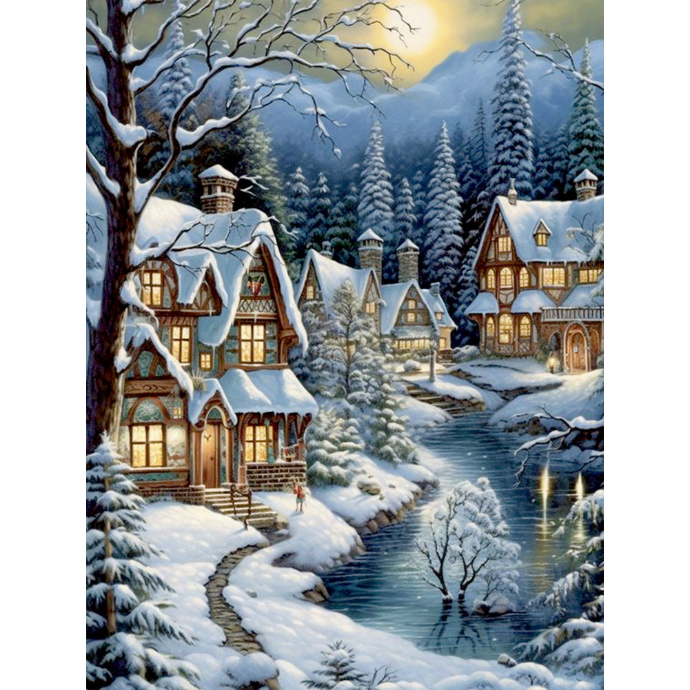 Snow Town 30*40CM(Canvas) Full Round Drill Diamond Painting