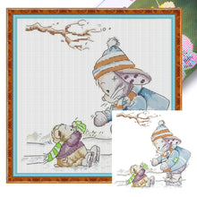 Load image into Gallery viewer, Joy Sunday - Rabbit Skating - 28*28CM 14CT 2 Stamped Cross Stitch
