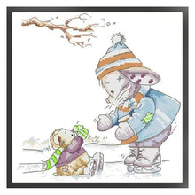Load image into Gallery viewer, Joy Sunday - Rabbit Skating - 28*28CM 14CT 2 Stamped Cross Stitch
