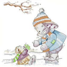 Load image into Gallery viewer, Joy Sunday - Rabbit Skating - 28*28CM 14CT 2 Stamped Cross Stitch
