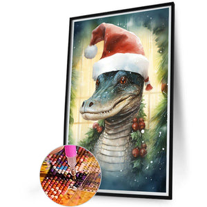 Christmas Alligator 40*60CM(Canvas) Full Round Drill Diamond Painting