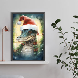 Christmas Alligator 40*60CM(Canvas) Full Round Drill Diamond Painting