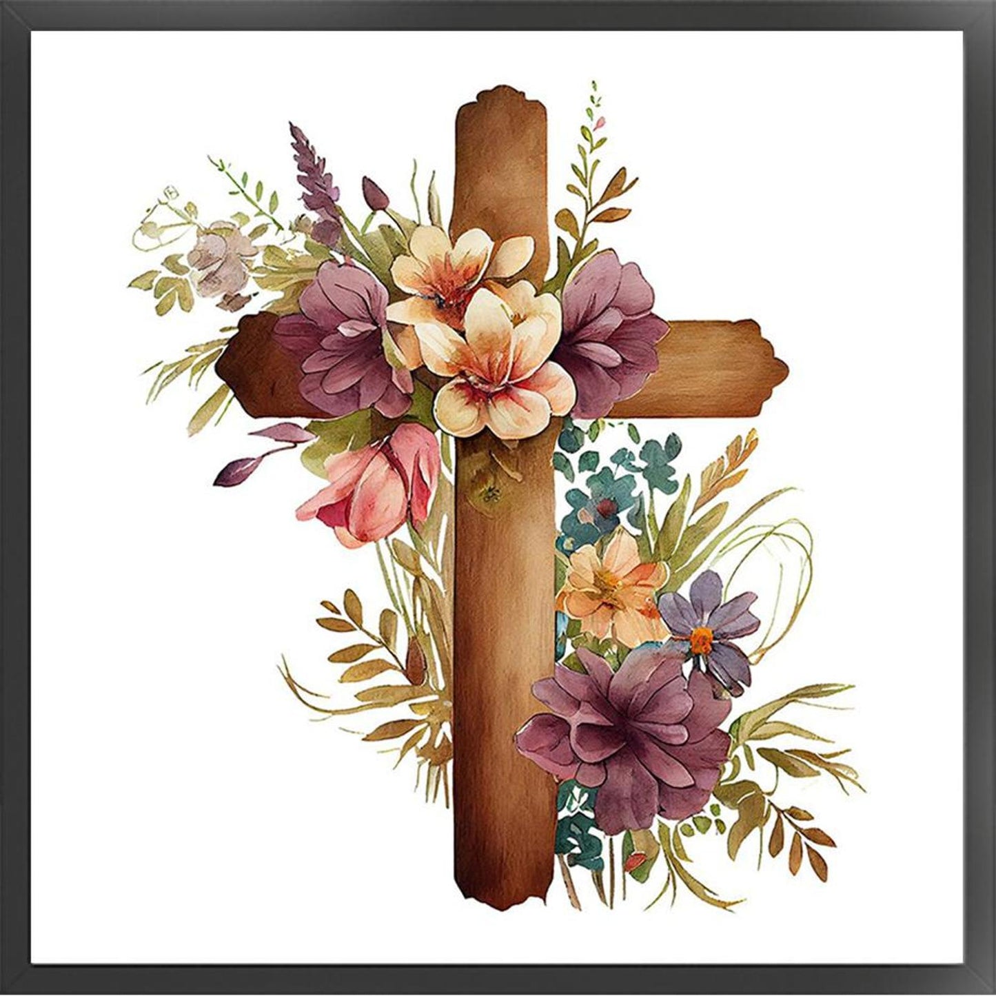 Cross Flower - Full 11CT Stamped Cross Stitch 40x40CM - Huacan