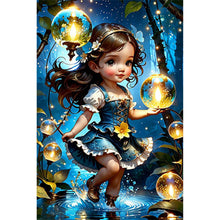 Load image into Gallery viewer, Wishing Star Girl 30*45CM(Canvas) Full Round Drill Diamond Painting
