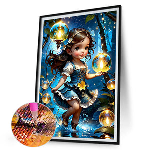 Wishing Star Girl 30*45CM(Canvas) Full Round Drill Diamond Painting