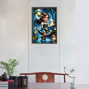 Wishing Star Girl 30*45CM(Canvas) Full Round Drill Diamond Painting