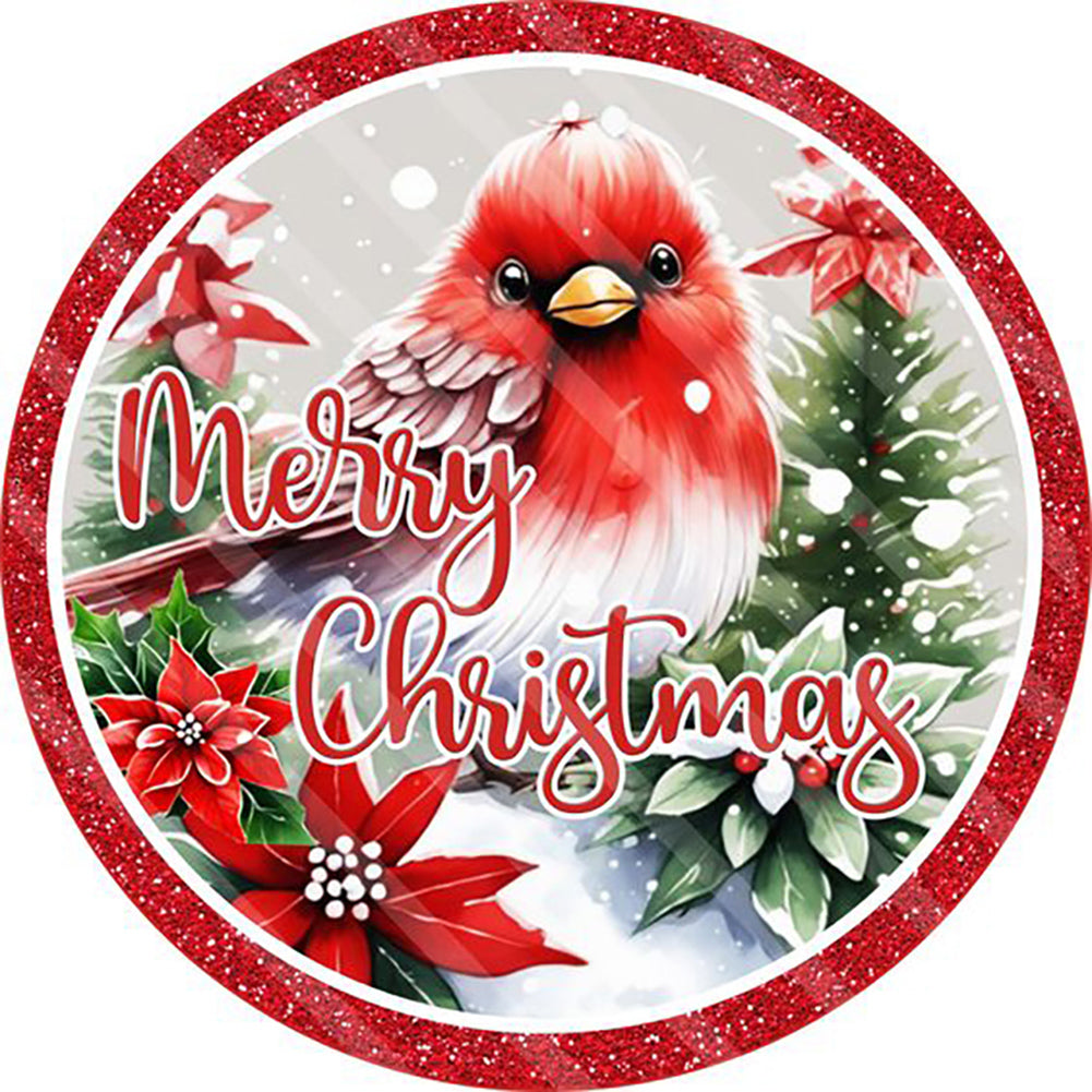 Merry Christmas Cardinal 30*30CM(Canvas) Full Round Drill Diamond Painting
