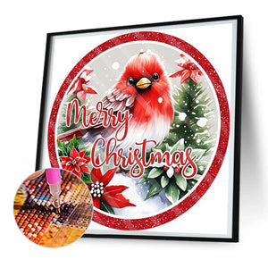 Merry Christmas Cardinal 30*30CM(Canvas) Full Round Drill Diamond Painting