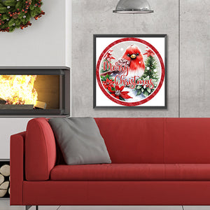 Merry Christmas Cardinal 30*30CM(Canvas) Full Round Drill Diamond Painting