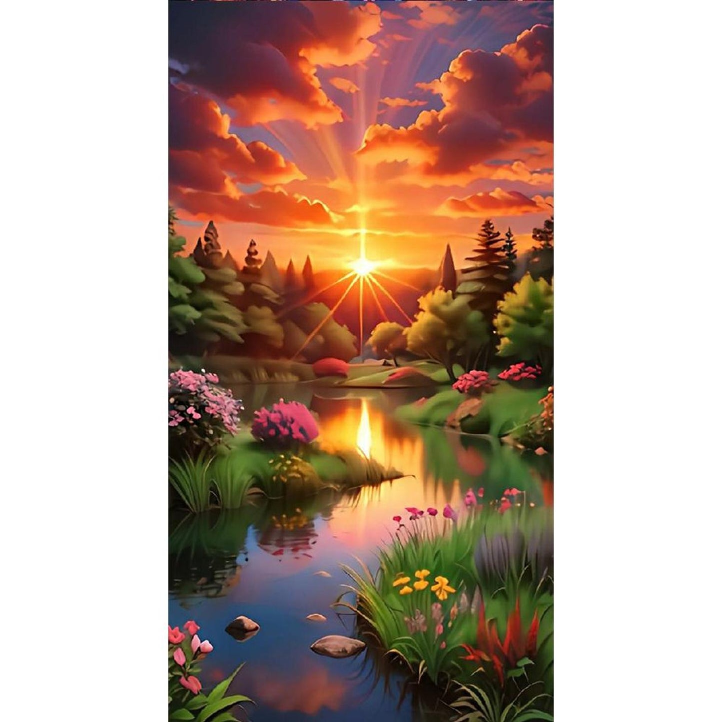 Sunset Landscape - Full 11CT Stamped Cross Stitch 40x70CM - Yishu