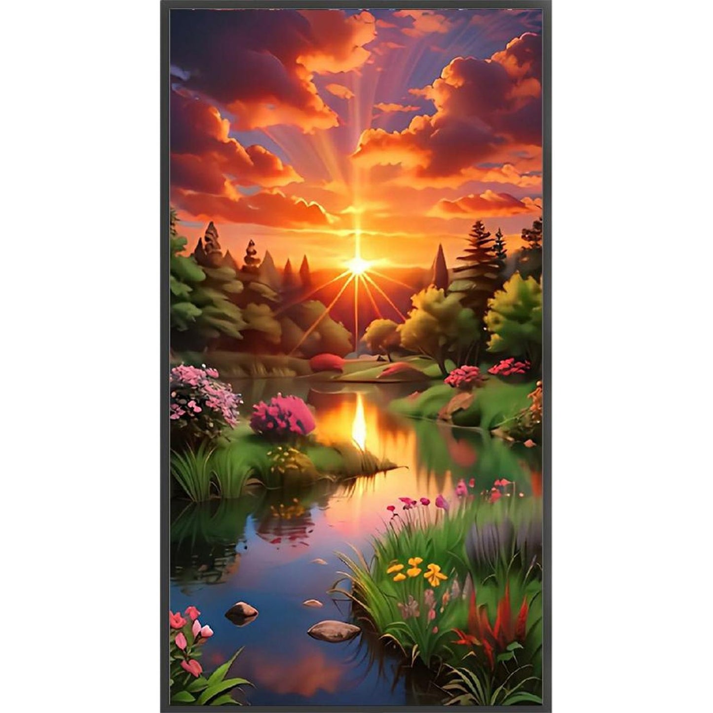 Sunset Landscape - Full 11CT Stamped Cross Stitch 40x70CM - Yishu