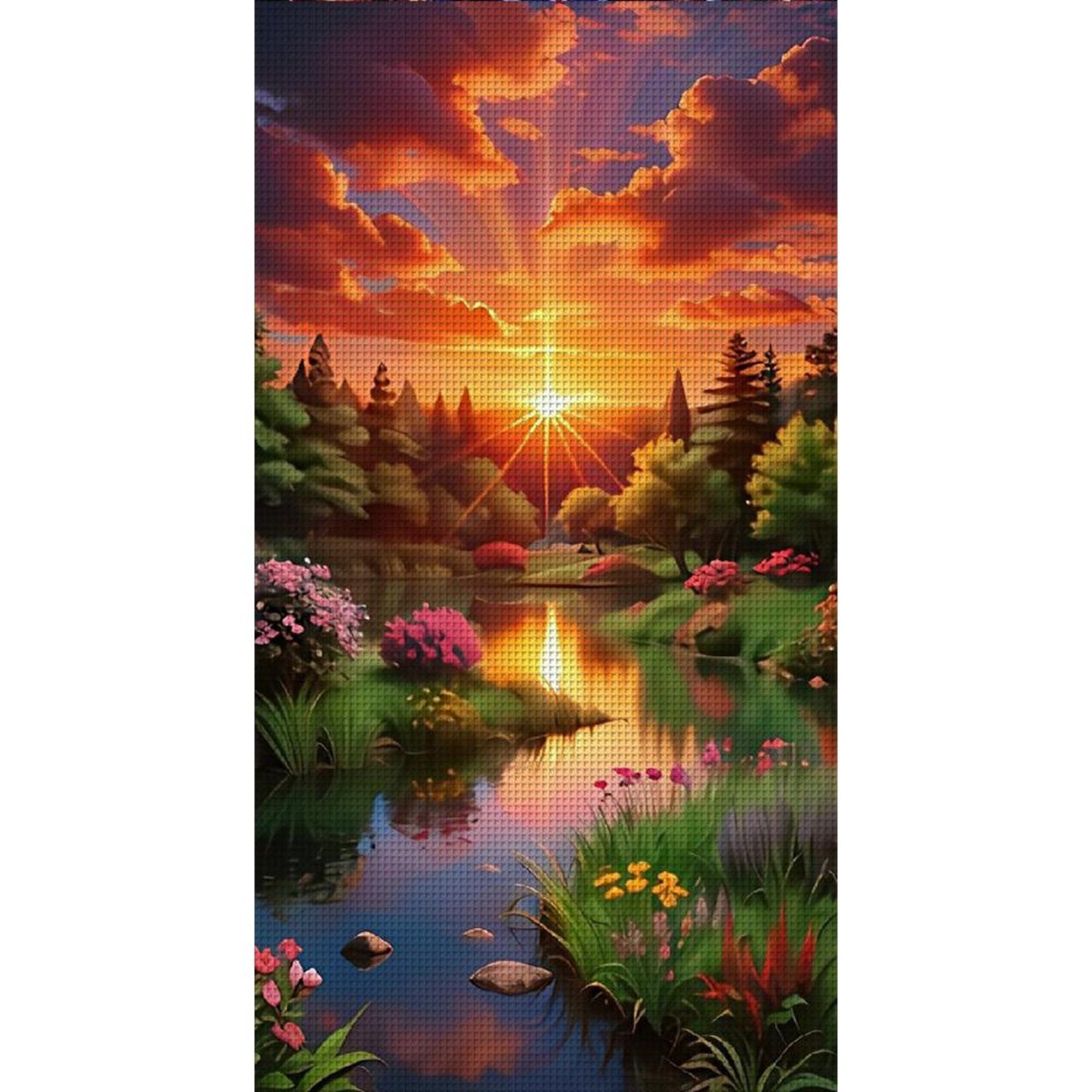 Sunset Landscape - Full 11CT Stamped Cross Stitch 40x70CM - Yishu