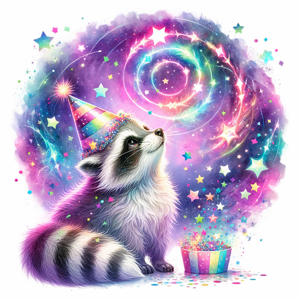 Shiny Animal Raccoon 30*30CM(Canvas) Full Round Drill Diamond Painting