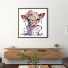 Load image into Gallery viewer, Huancan - Cow In Teacup - 40*40CM 11CT 3 Stamped Cross Stitch
