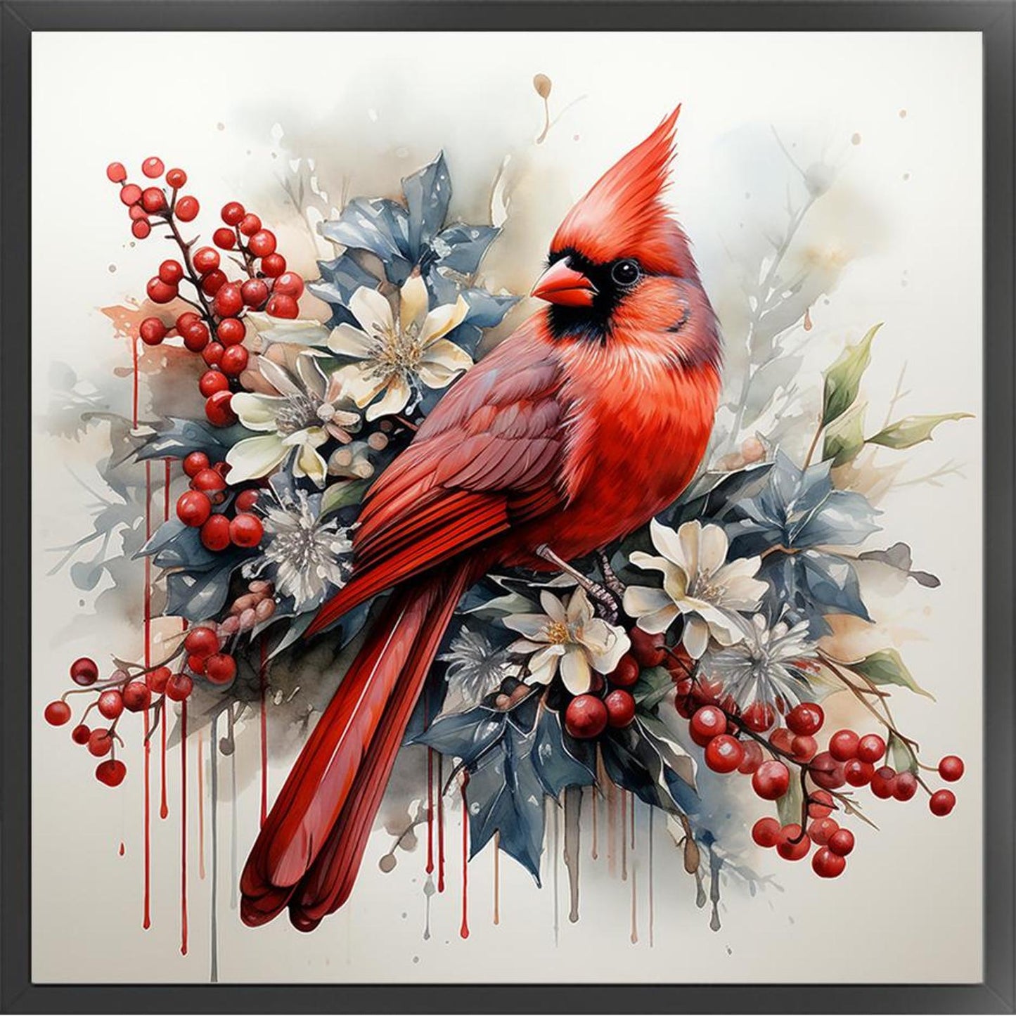 Northern Cardinal - Full 11CT Stamped Cross Stitch 40x40CM - Huacan