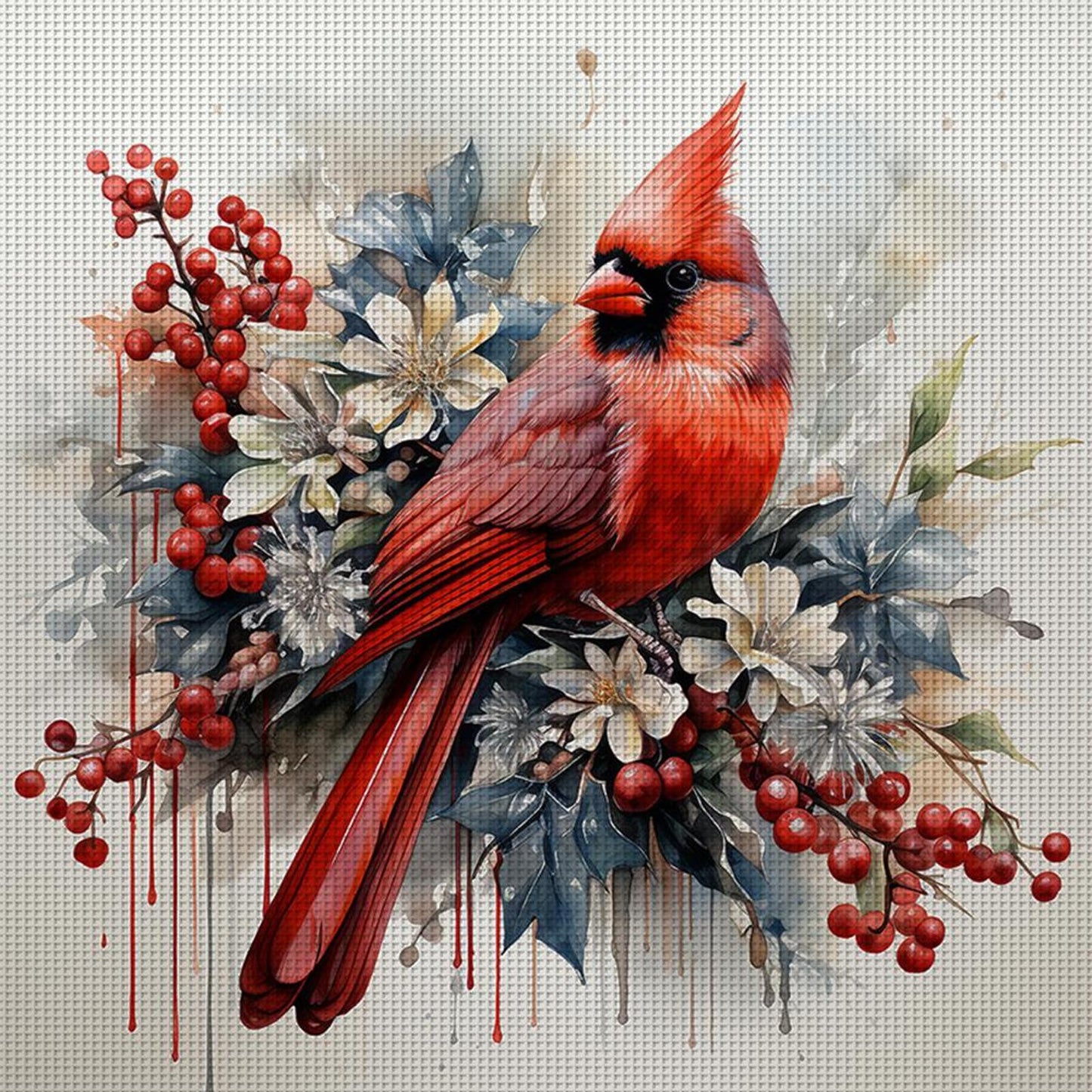 Northern Cardinal - Full 11CT Stamped Cross Stitch 40x40CM - Huacan