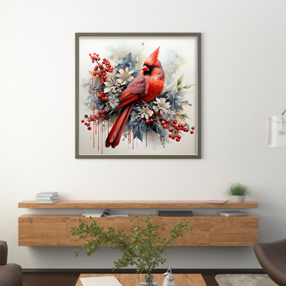 Northern Cardinal - Full 11CT Stamped Cross Stitch 40x40CM - Huacan