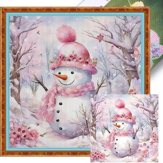 Snowman - Full 11CT Stamped Cross Stitch 40x40CM - Huacan