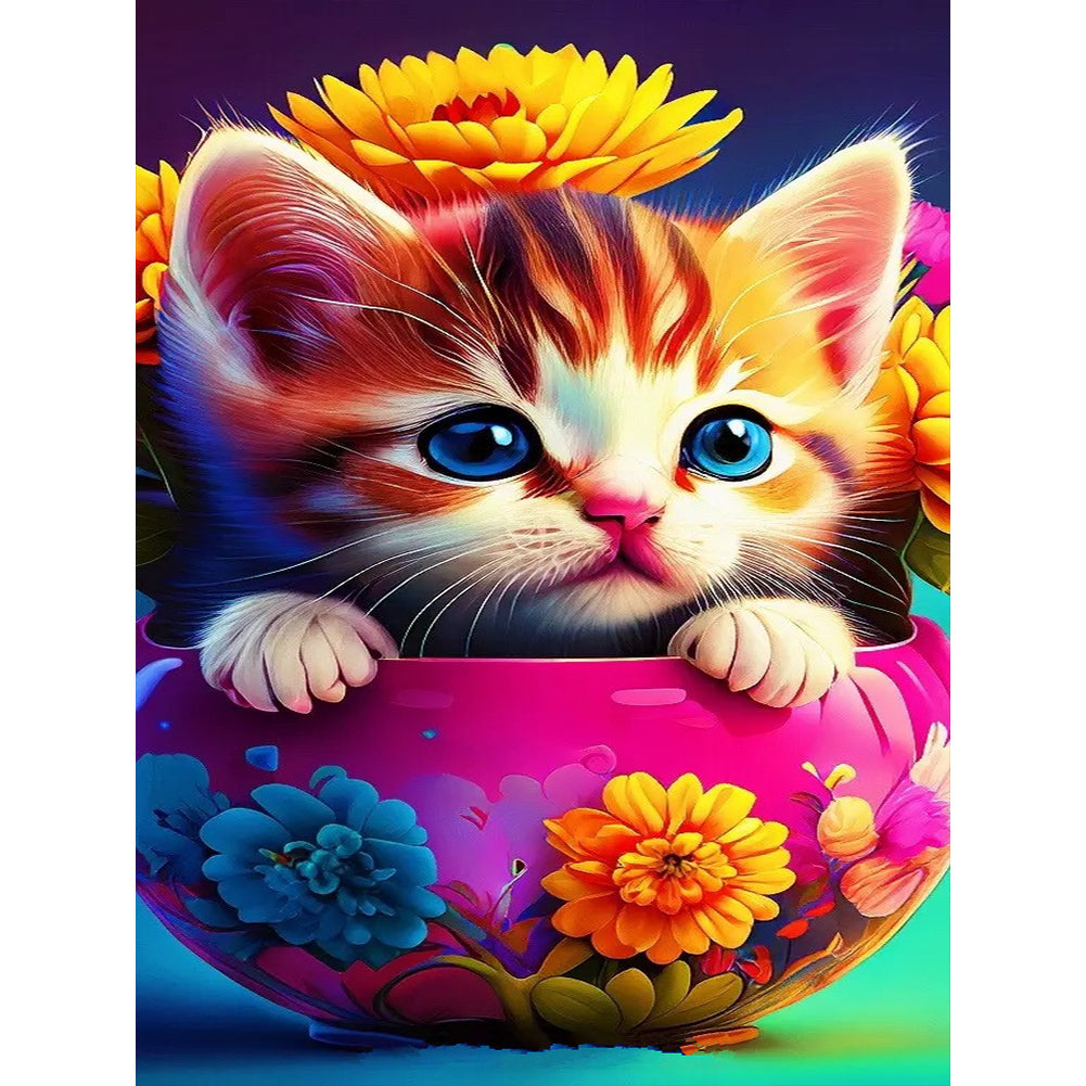 Cat 30*40CM(Canvas) Full Round Drill Diamond Painting