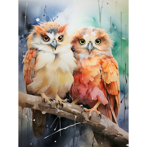 Forest Owl 30*40CM(Canvas) Full Round Drill Diamond Painting