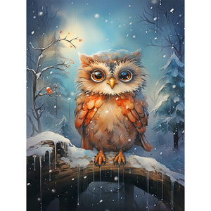 Forest Owl 30*40CM(Canvas) Full Round Drill Diamond Painting